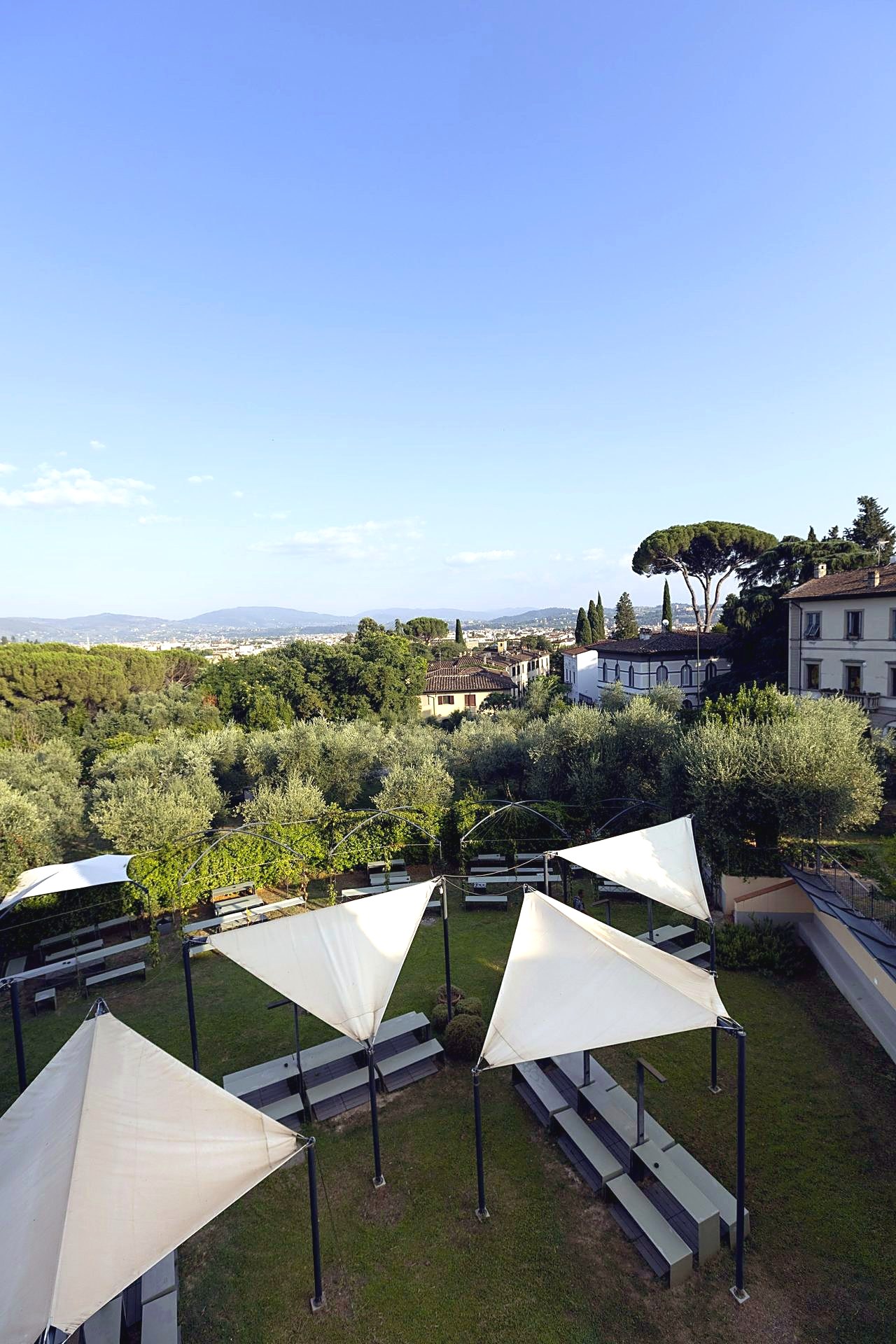 The campus grounds and the Florentine hills seen from the residence