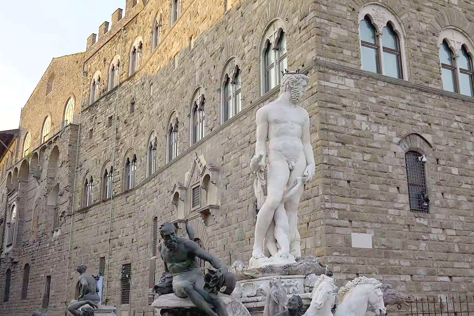 Piazza della Signoria in Florence with Palazzo Vecchio and the Neptune fountain