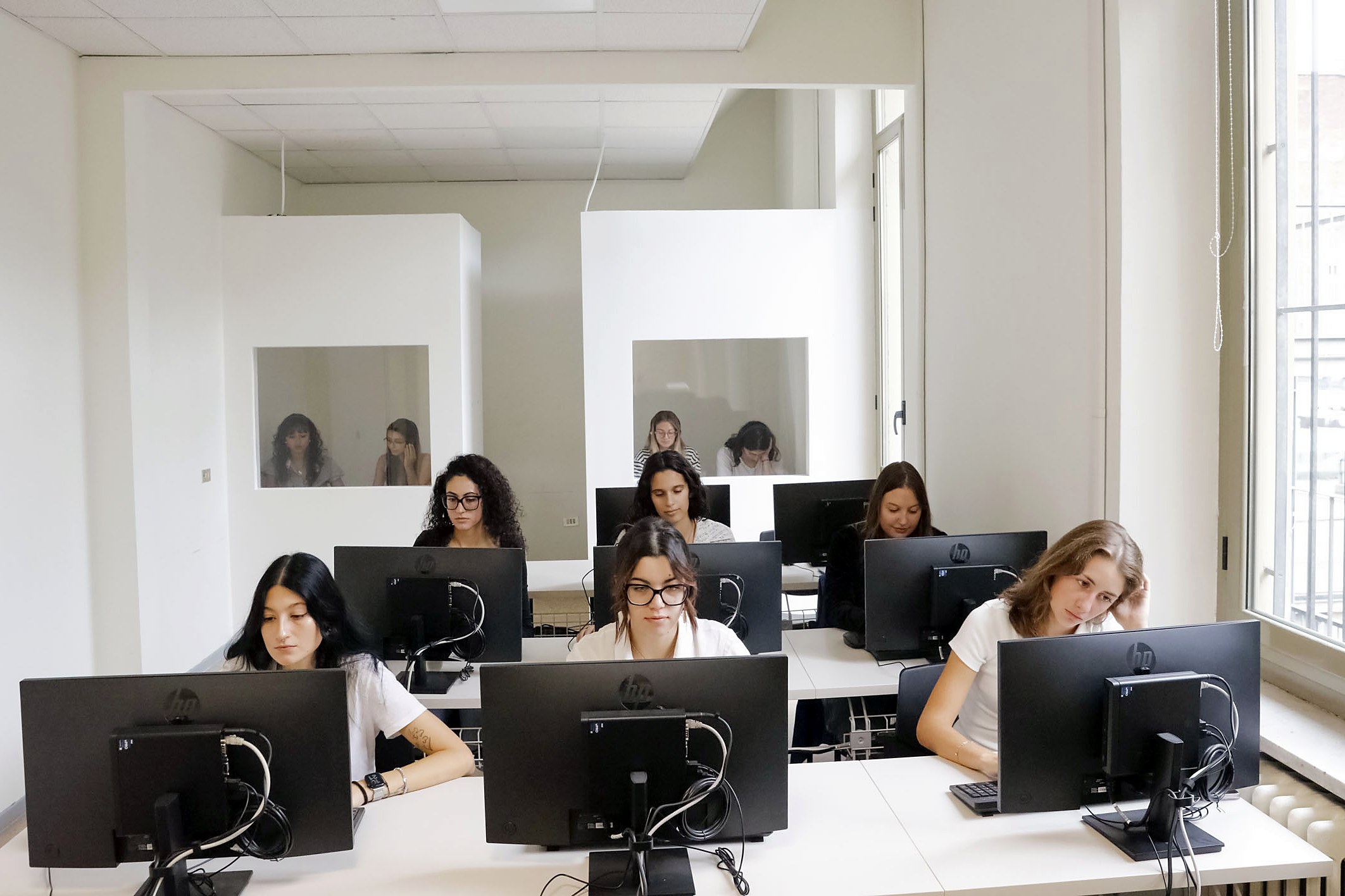 Students at work in the computer laboratory of the Turin campus