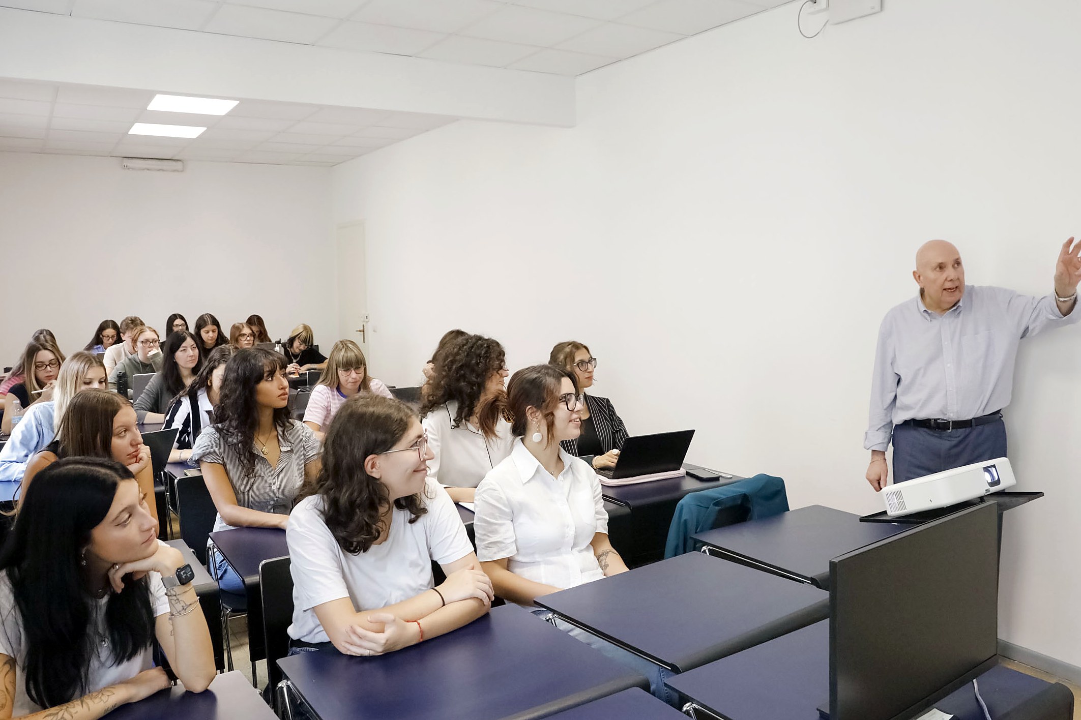 A lecture under way in a classroom of the Turin campus